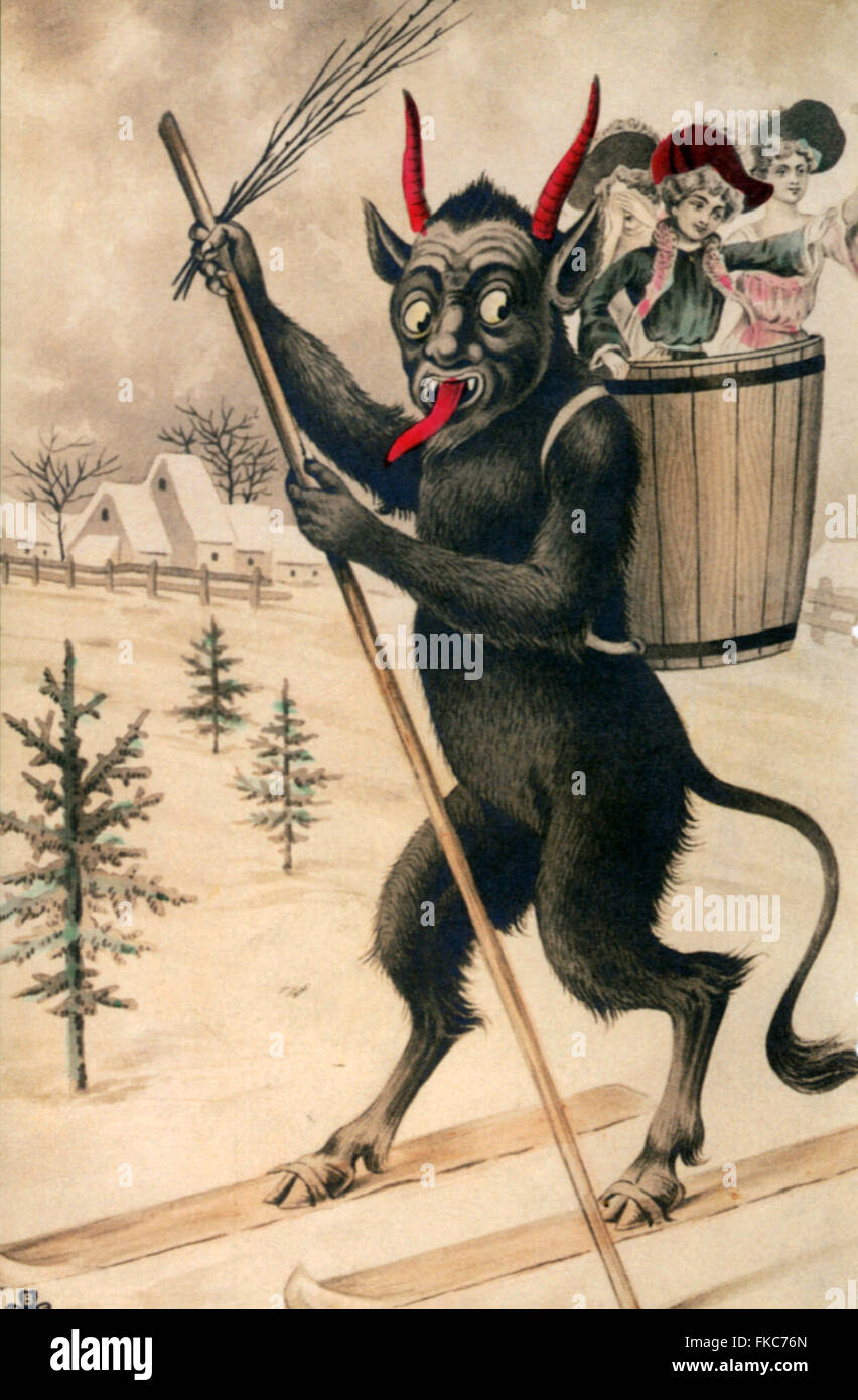 1900er Jahre Deutschland Krampus Teufel Postkarten Poster Stockfoto