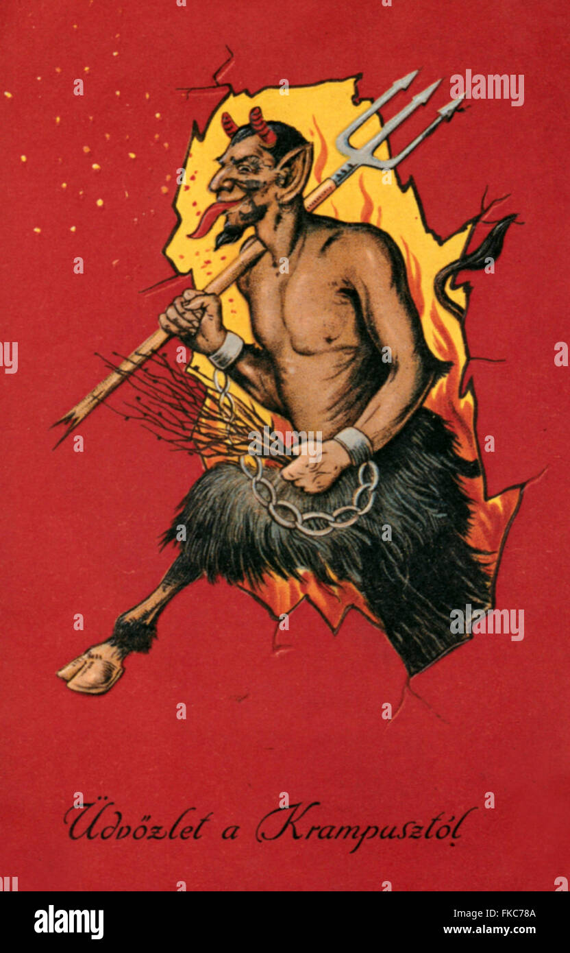 1900er Jahre Deutschland Krampus Teufel Postkarten Poster Stockfoto