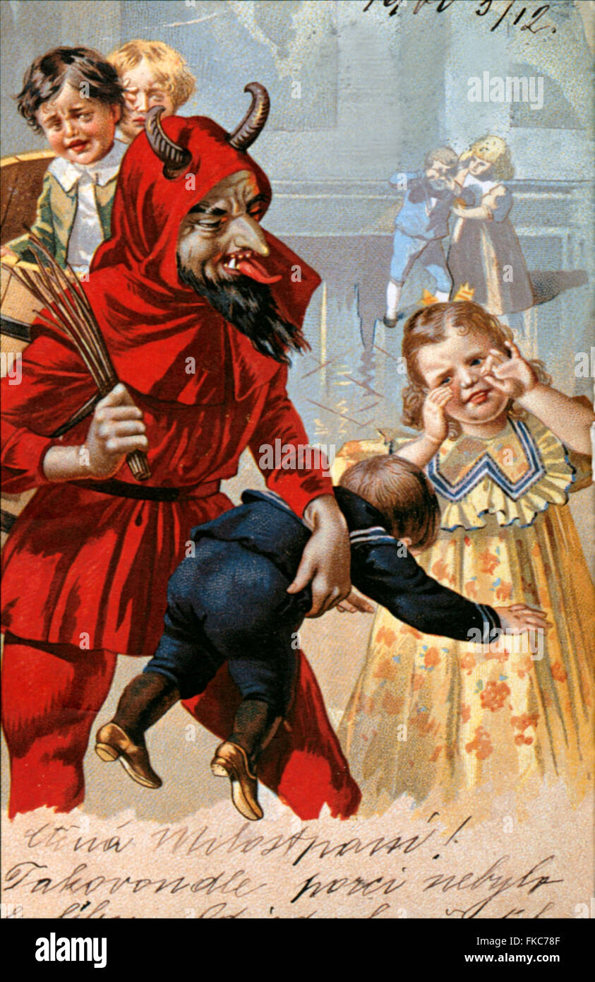 1900er Jahre Deutschland Krampus Teufel Postkarten Poster Stockfoto