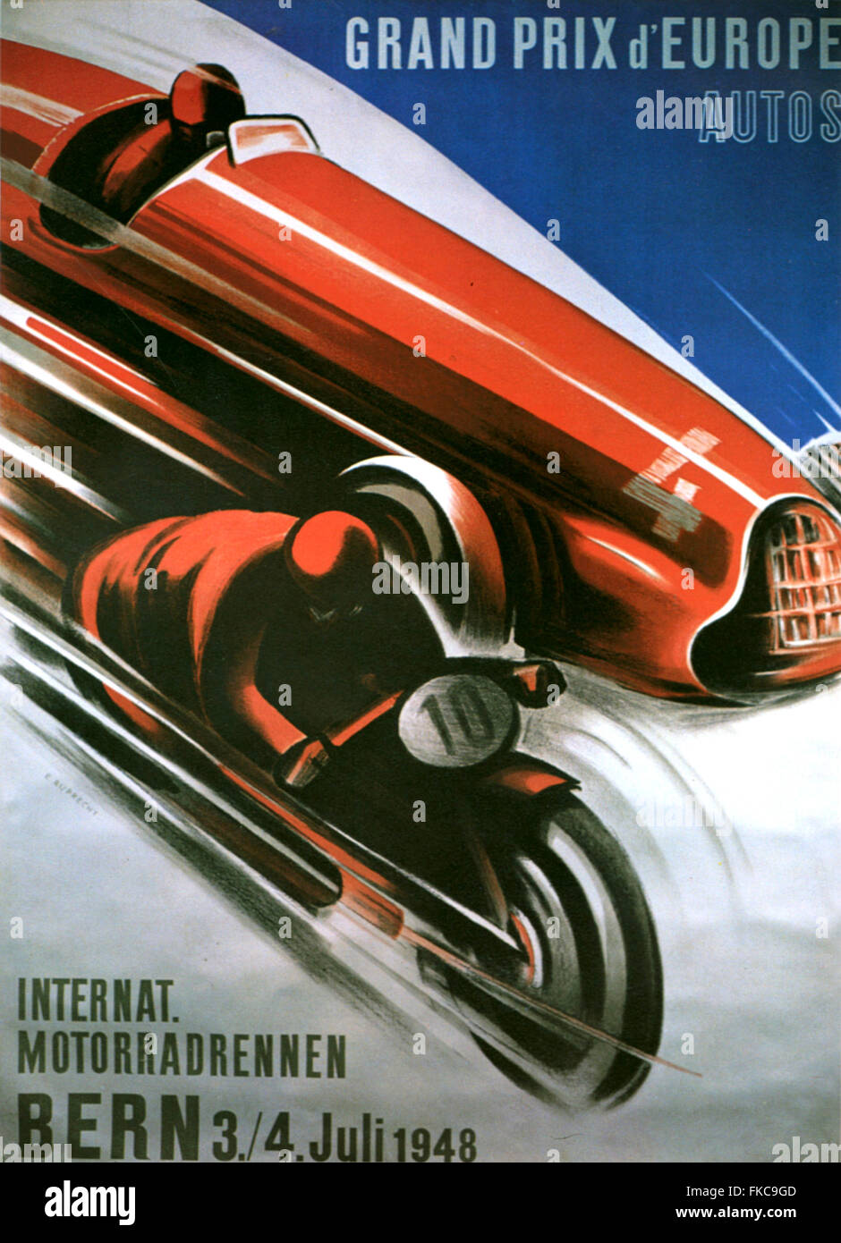1940er Jahre Schweiz Grand Prix d' Europe Poster Stockfoto