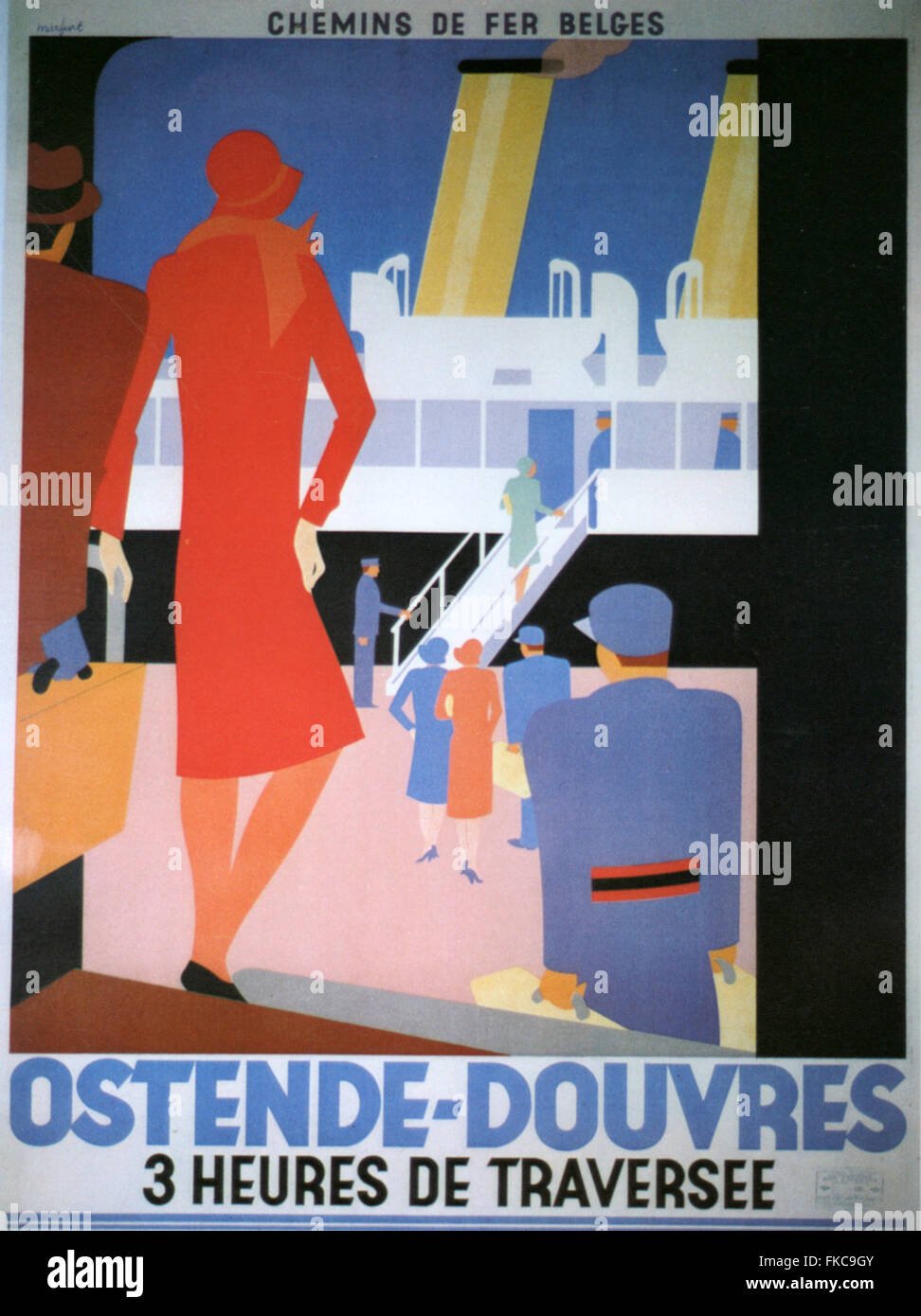 1920er Jahre Belgien Ostende-Douvres Poster Stockfoto