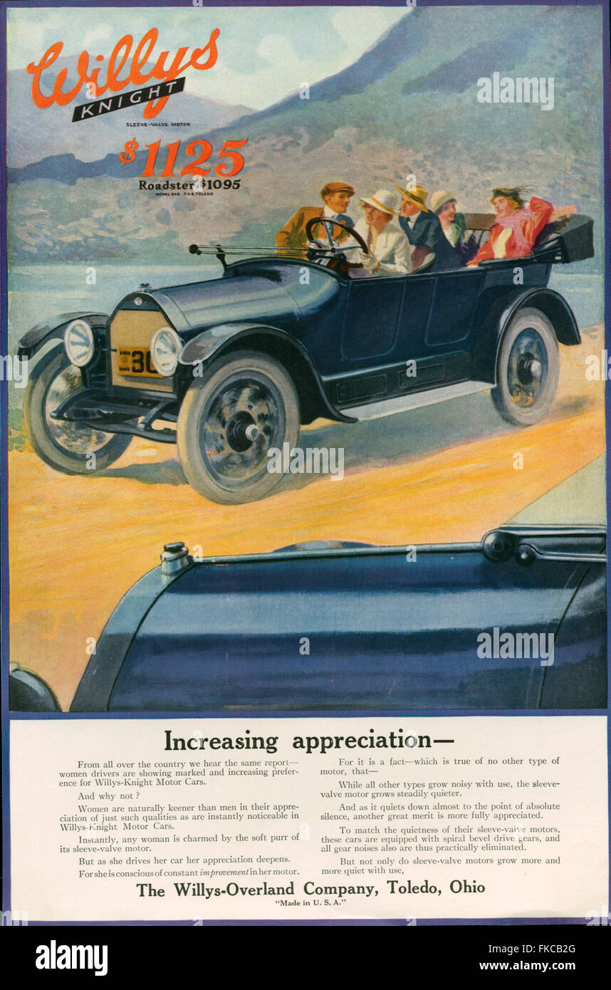 1920er Jahren USA Willys-Overland Magazin Anzeige Stockfoto