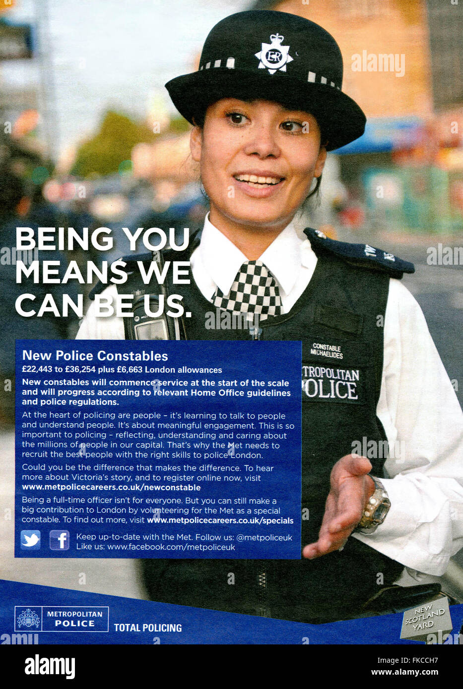 Anzeige der 2010er Jahre britischen Metropolitan Police-Magazin Stockfoto