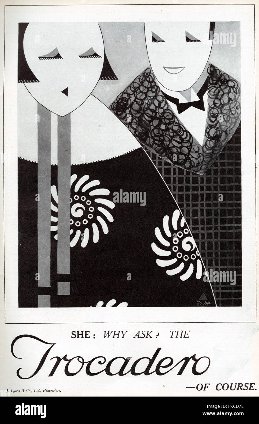 1920er Jahre UK Trocadero Magazin Anzeige Stockfoto