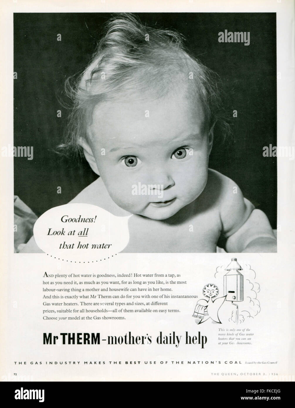 1950er Jahre UK Herr Therm Magazin Anzeige Stockfoto