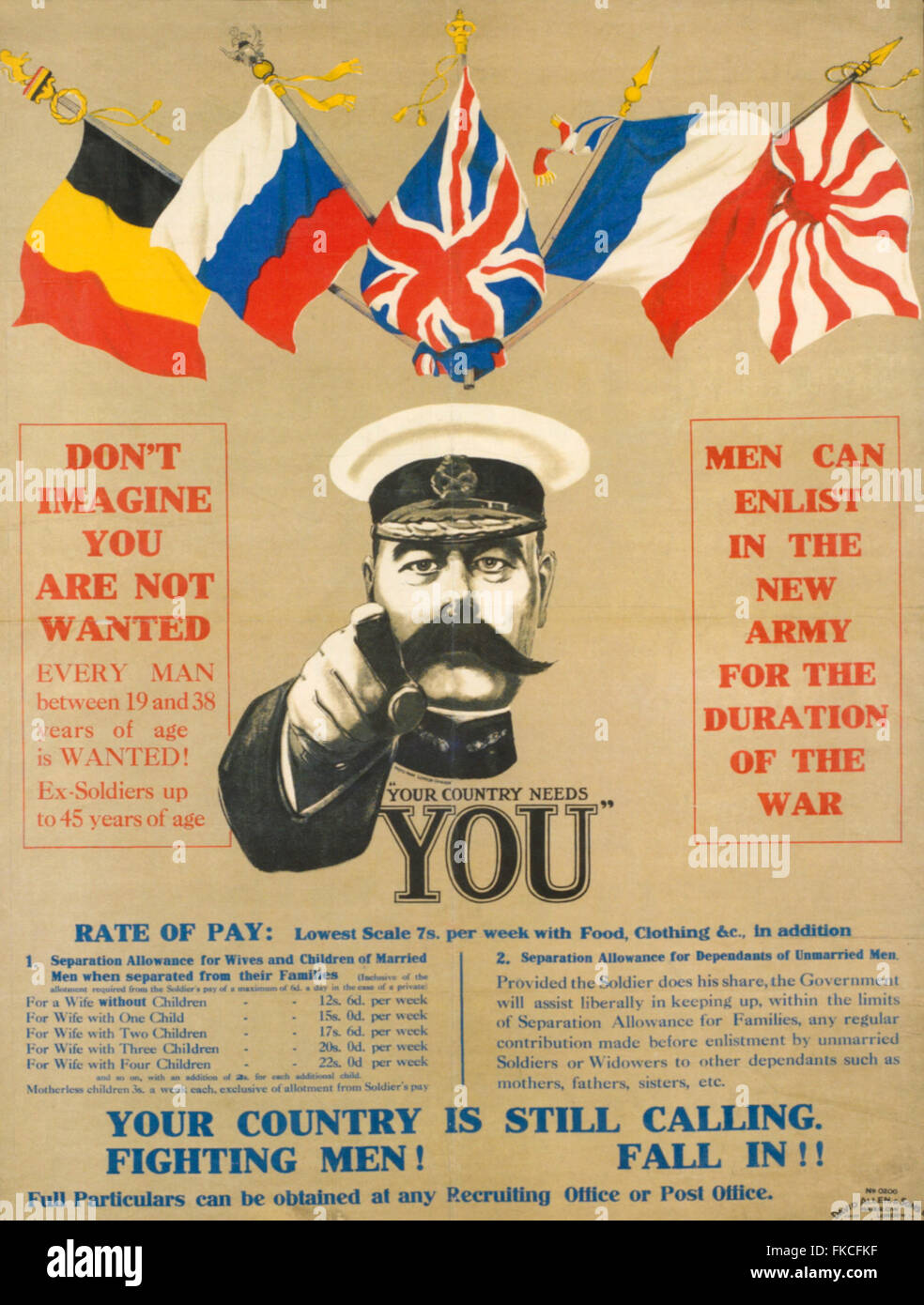 1910er Jahre UK Ihr Land braucht Sie Poster Stockfoto