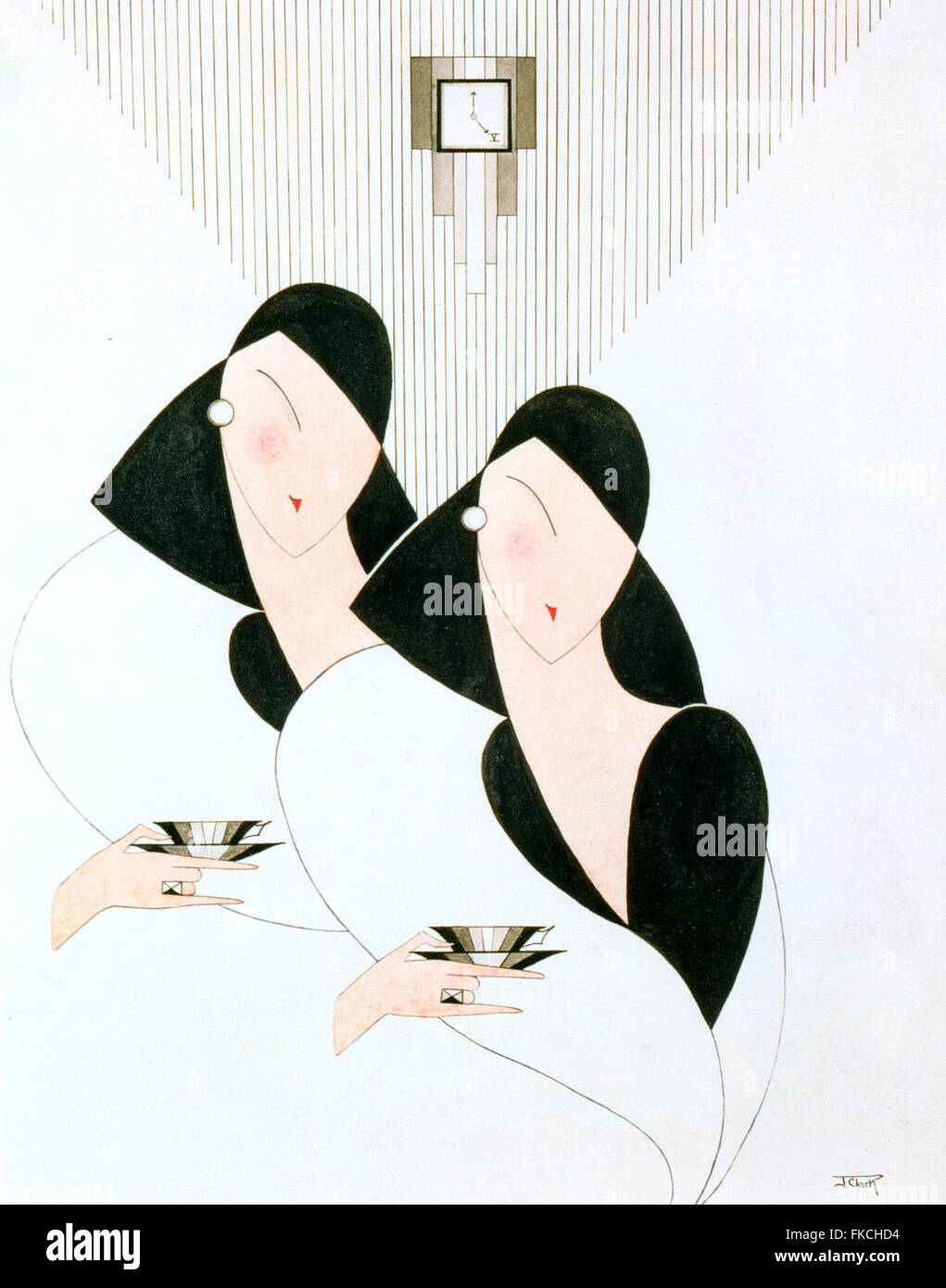 1930er Jahren buchen Frankreich Art-Déco-Teller Stockfoto