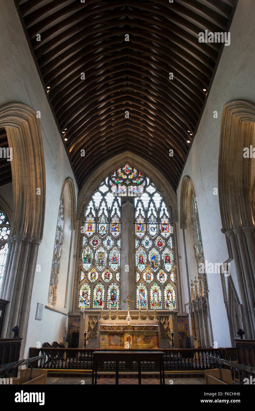 Dorchester Abbey Ostfenster und Altar. Dorchester on Thames, Oxfordshire, England Stockfoto