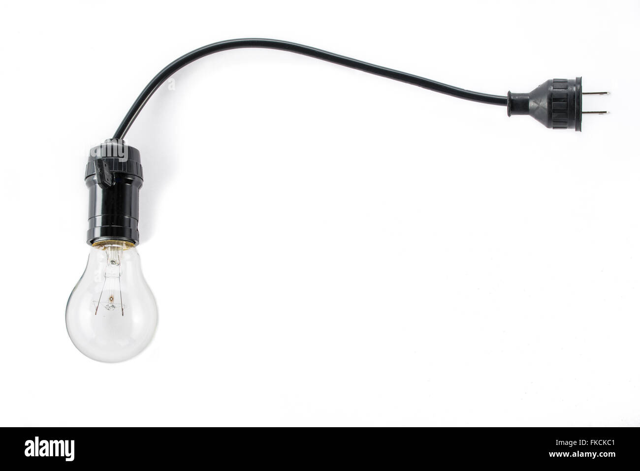 Glühbirne mit Stecker und Lampenhalter, Kabel-Wolfram-Energie  Stockfotografie - Alamy