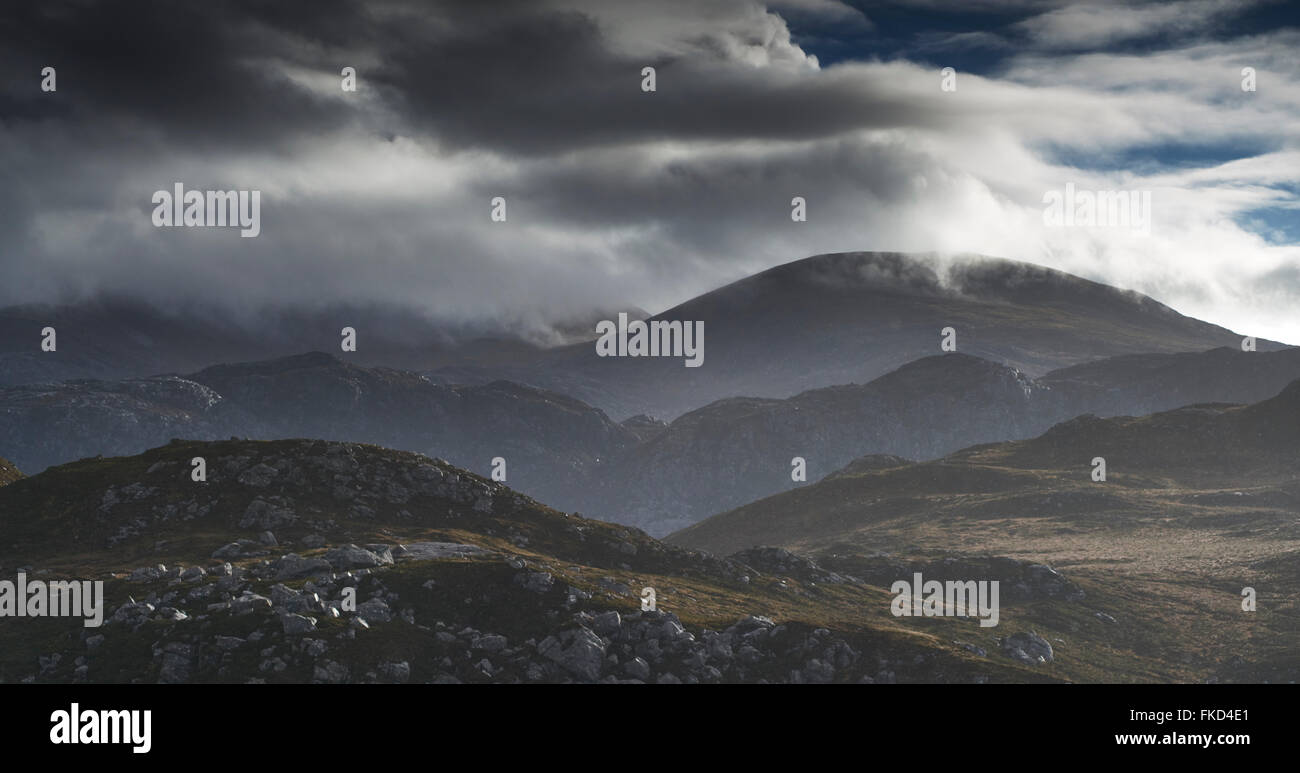Zerklüftete Landschaft an der Westküste der Insel Lewis, Schottland Stockfoto