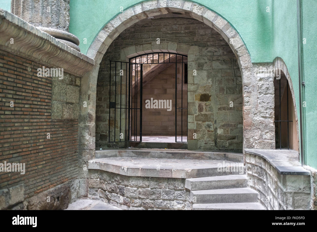 Spalten im Tempel August, römische Erbe. Barcelona. Stockfoto