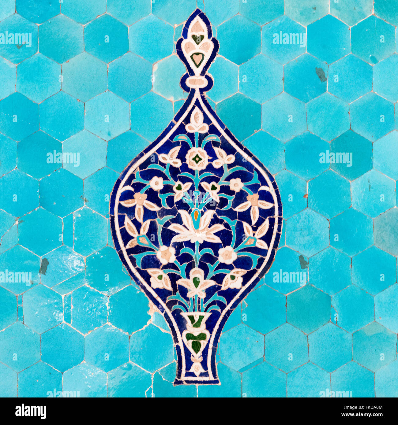 Detail der Mauer Mosaik, Jame (Freitag) Moschee, Yazd, Iran Stockfoto