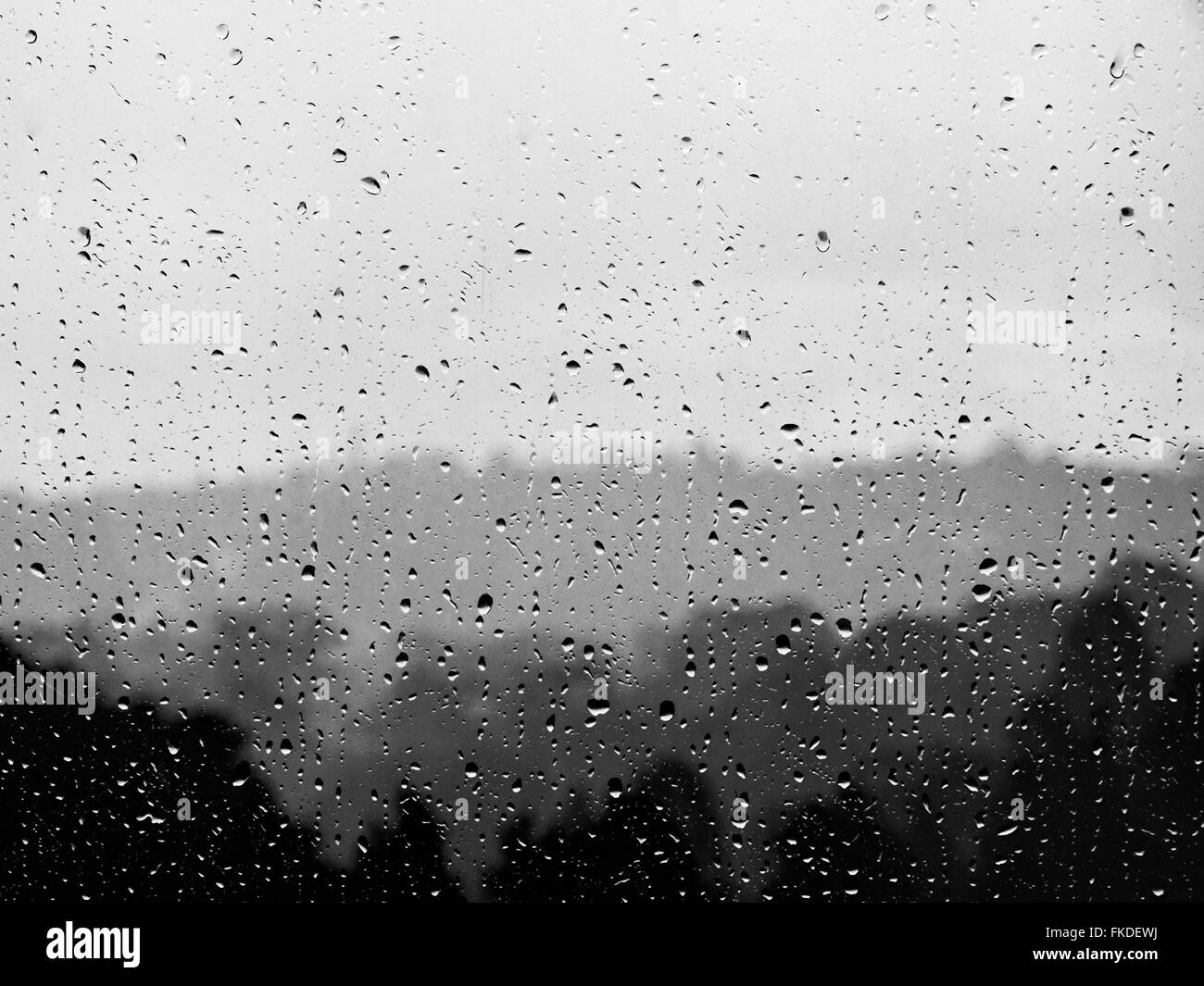 Regentropfen auf Glas Stockfoto