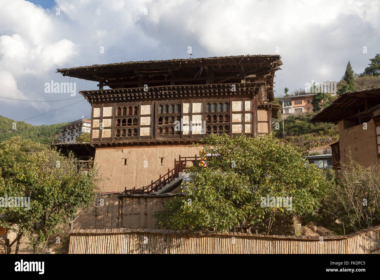 Bhutan-Stil Wohngebäude, Thimphu, Bhutan. Stockfoto
