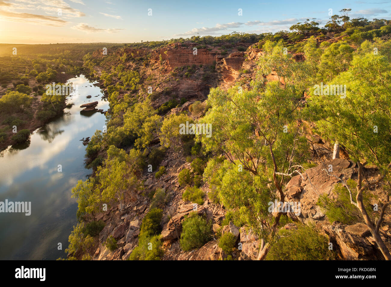 die Hawk Head Aussichtspunkt über der Murchison River Schlucht, Kalbarri National Park, Western Australia Stockfoto