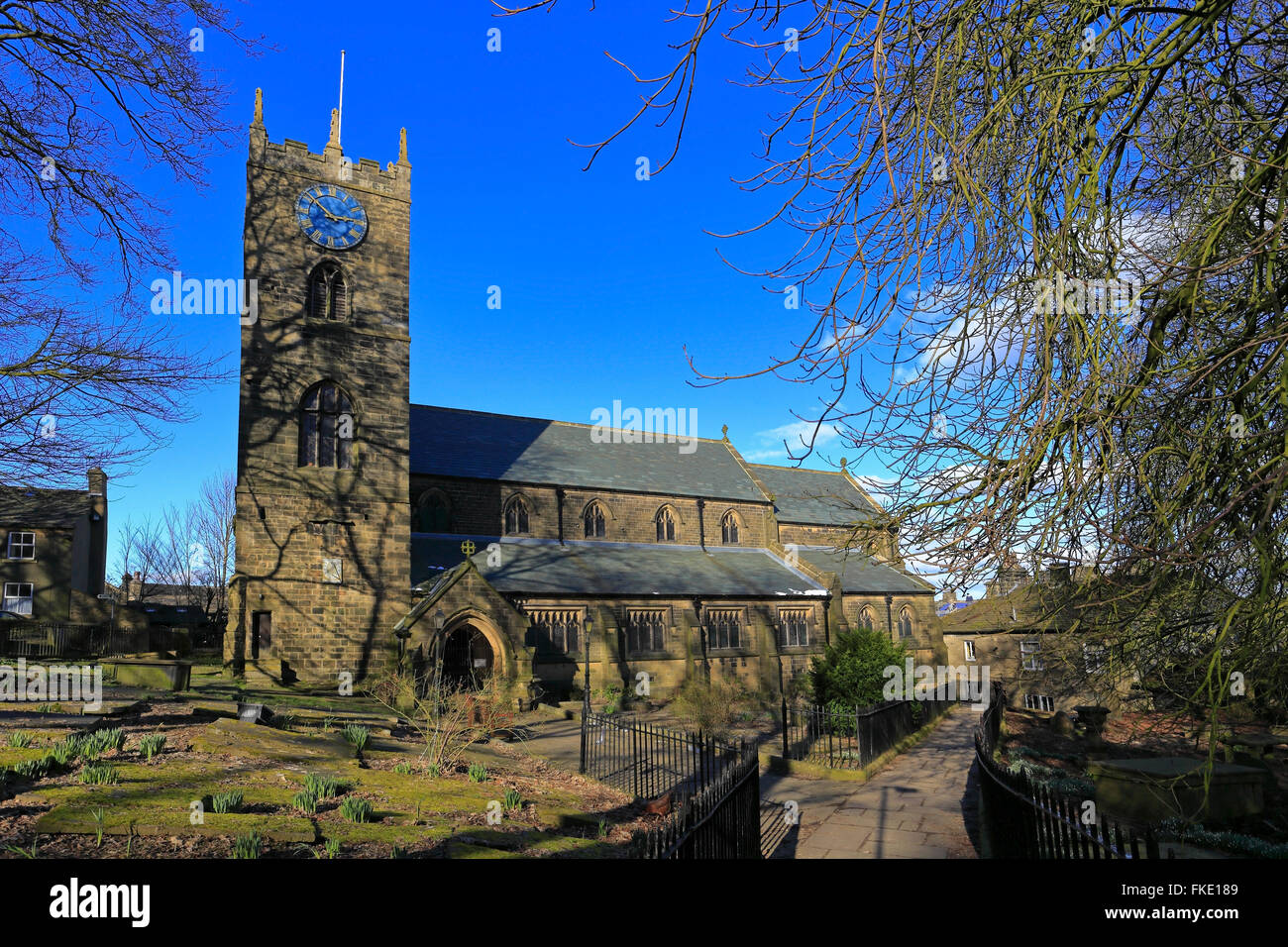 St. Michael und alle Engel Kirche, Haworth, West Yorkshire, England, Vereinigtes Königreich. Stockfoto