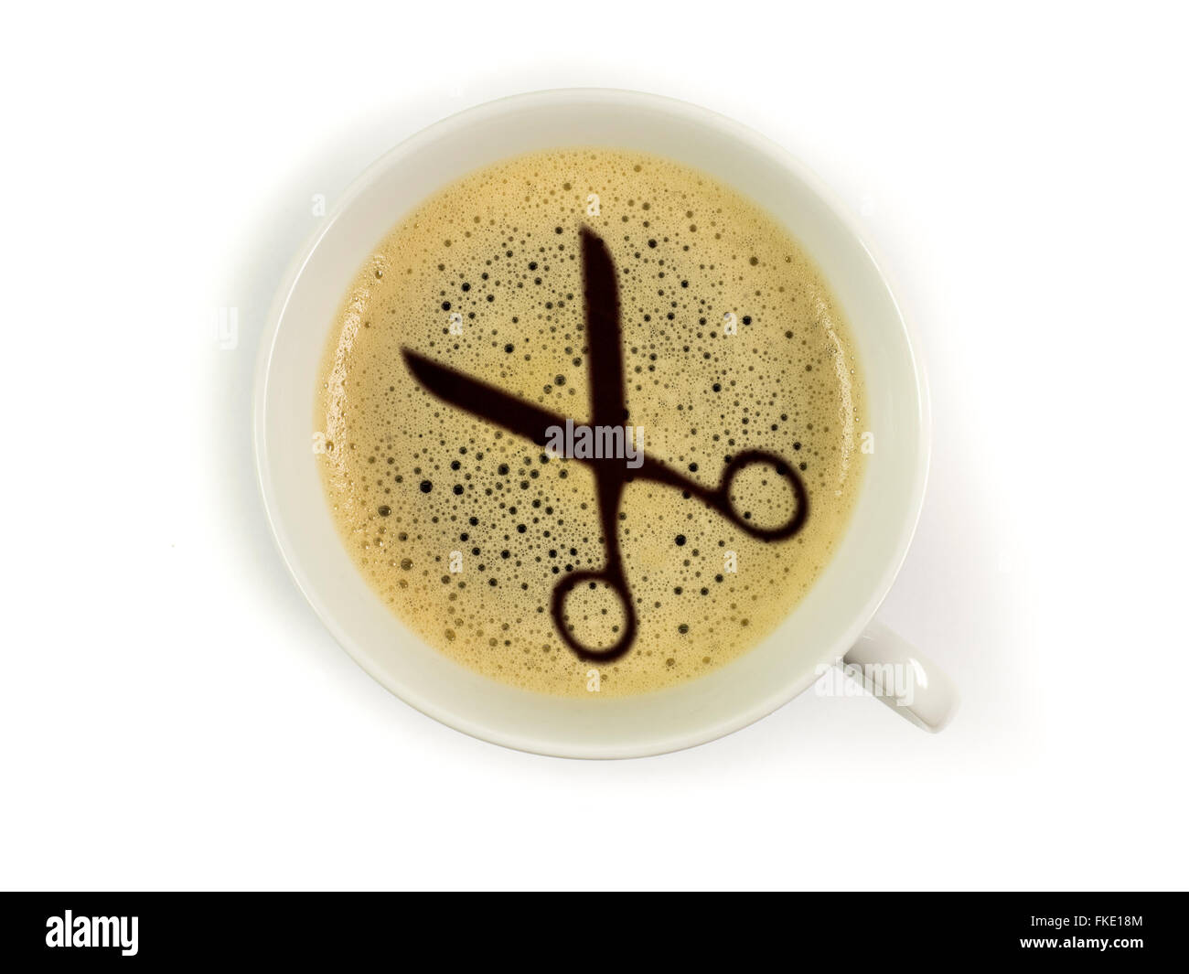 Kaffee trinken beim Friseur Stockfoto