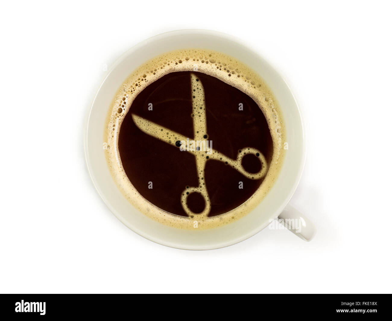 Kaffee trinken beim Friseur Stockfoto