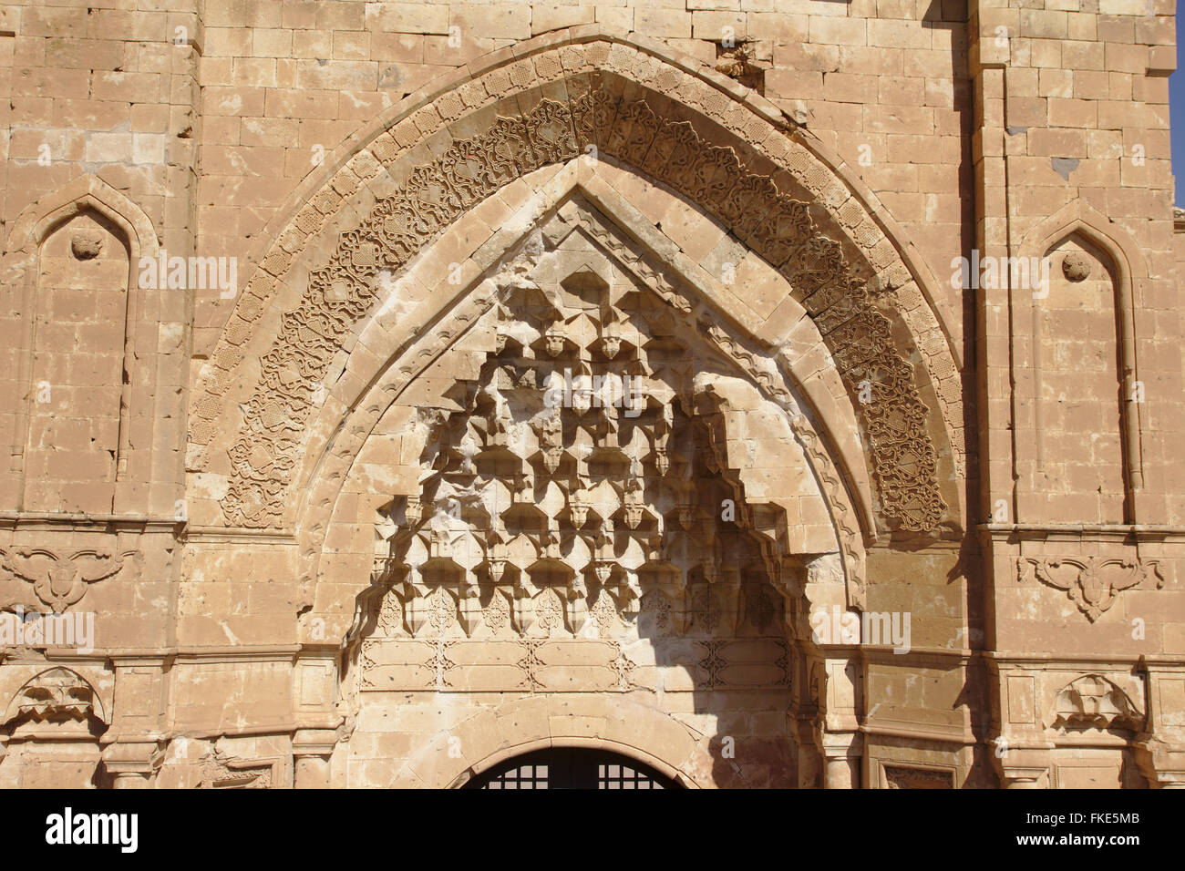 Detail auf dem Portal der Ishak Pasa Palast in der Nähe von Dogubayazit, Türkei Stockfoto