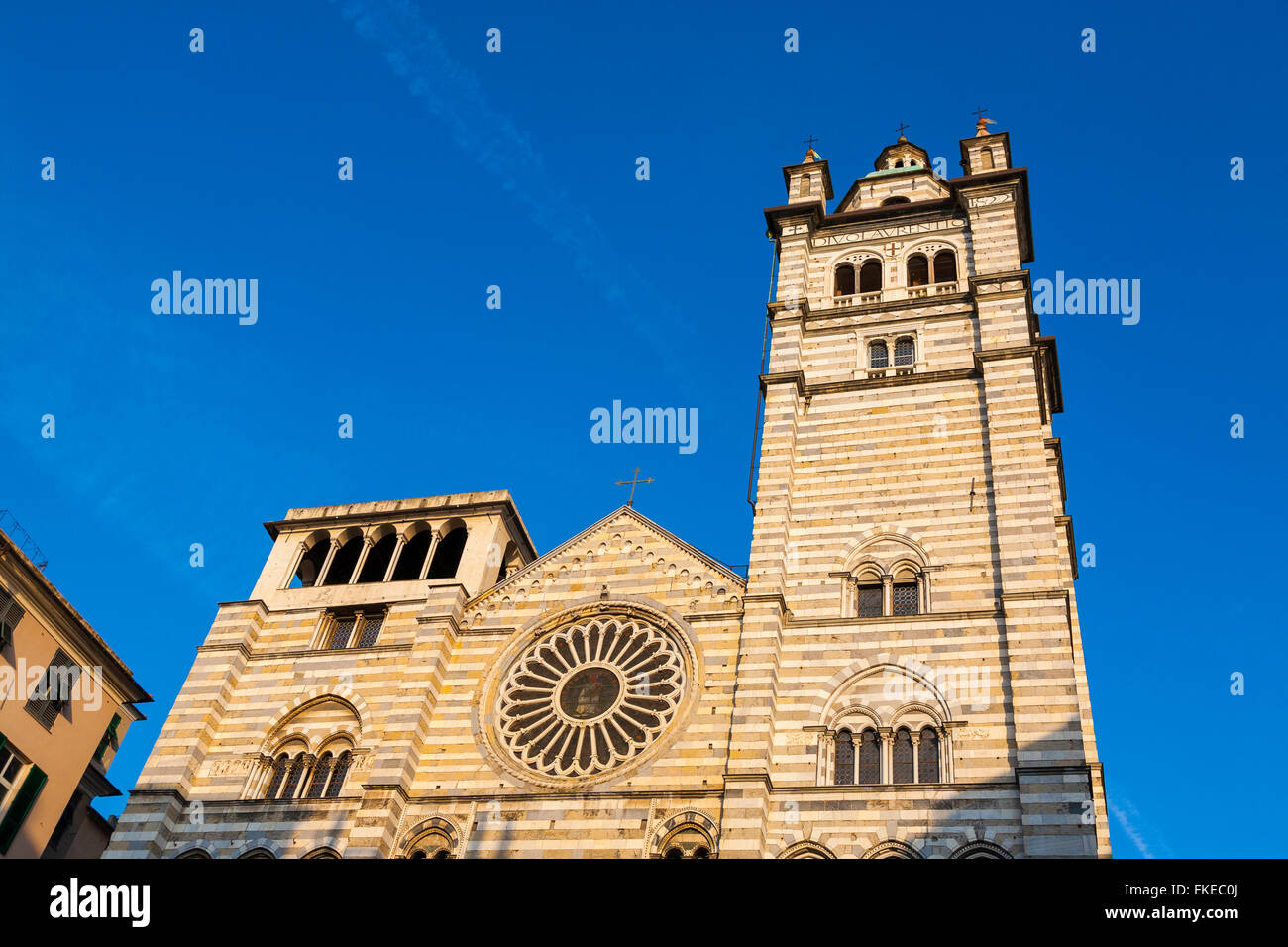 Typische Fassade Chathedral von San Lorenzo Genua, Ligurien, Italien Stockfoto