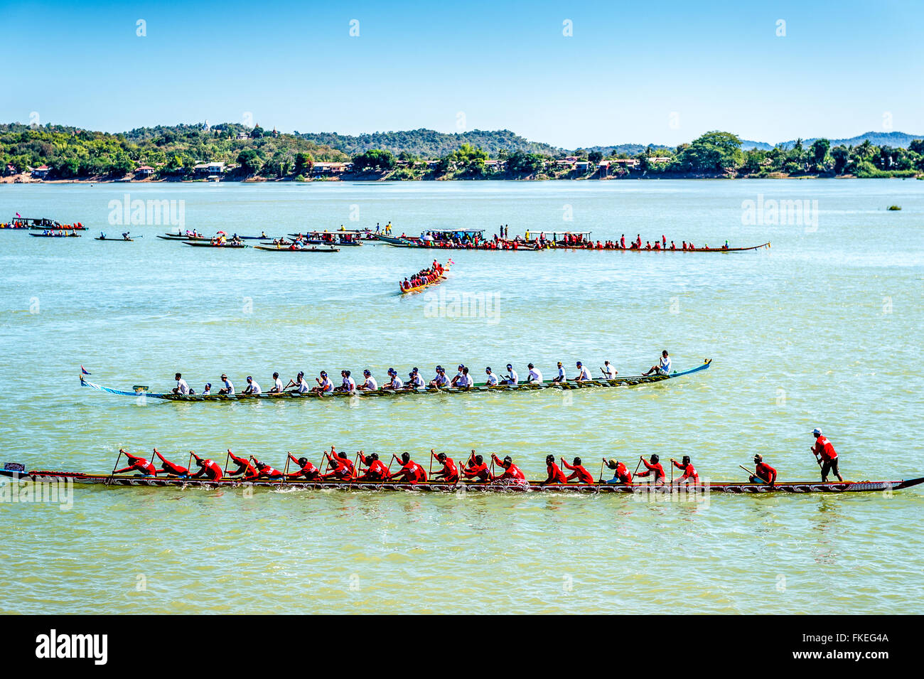 Asien. Süd-Ost-Asien. Laos. Provinz Champassak. 4000 Inseln. Don Khong. Boat Race Festival. Stockfoto