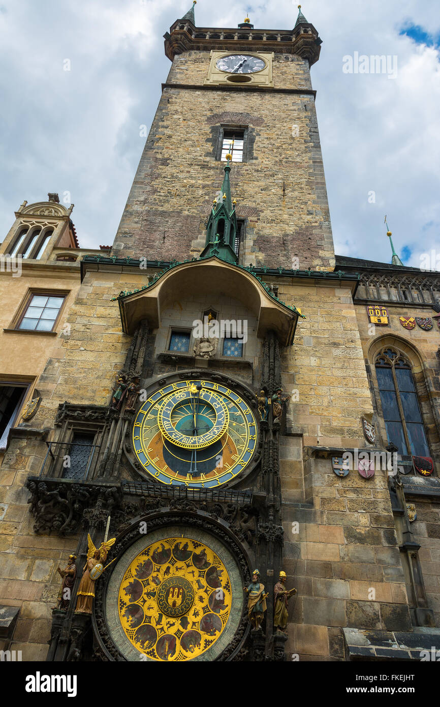 Die astronomische Uhr in der Prager Altstadt-Platz Stockfoto