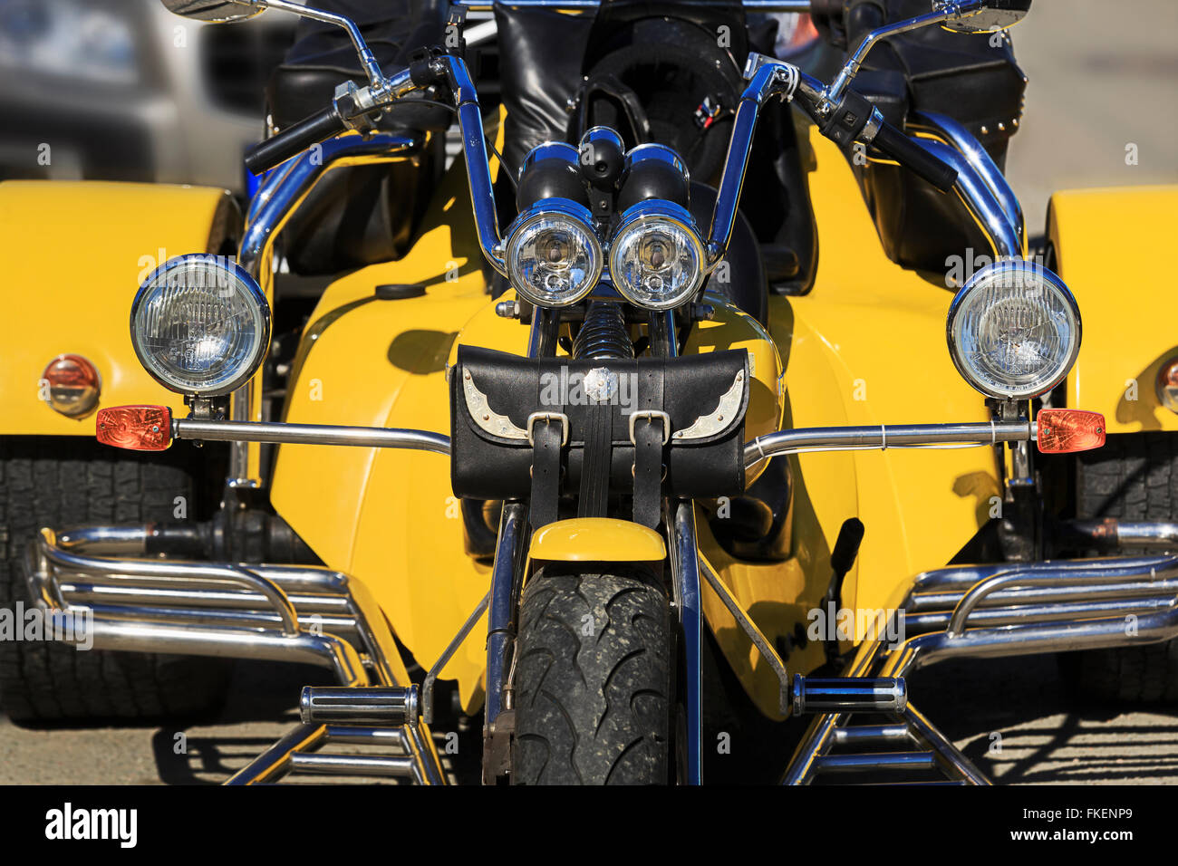 Trike Motorrad, frontal, detail Stockfoto