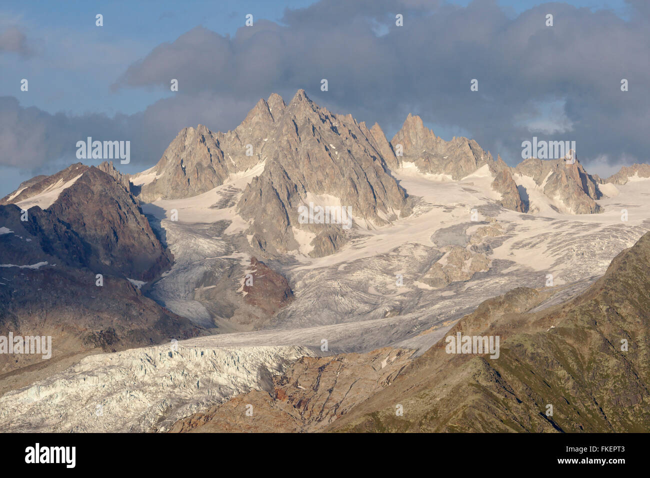 Aiguille du Tour, Abendlicht, gesehen vom Lac Blanc, in der Nähe von Chamonix, Frankreich Stockfoto