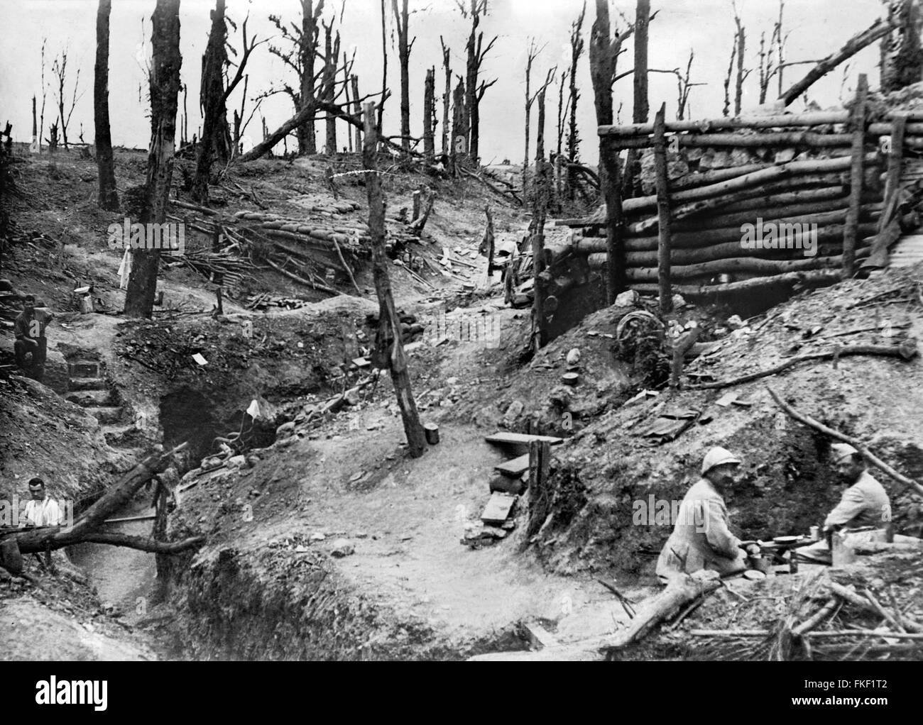 Schlacht an der Somme. Gräben in der Somme im ersten Weltkrieg, um 1916 Stockfoto