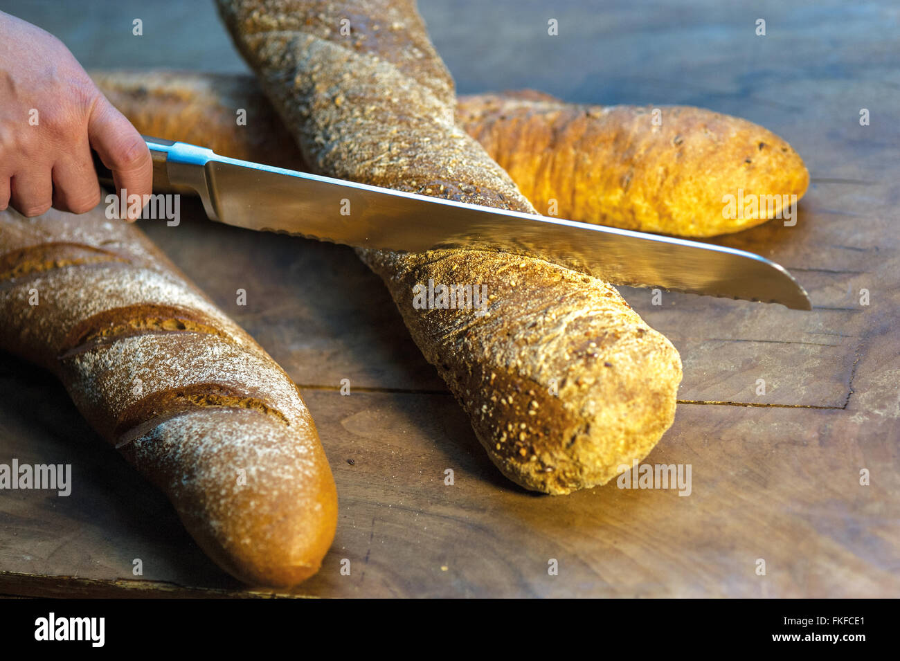 in Scheiben geschnittene baguette Stockfoto