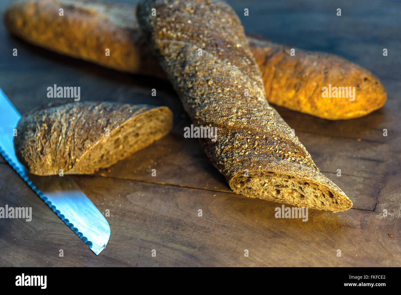 in Scheiben geschnittene baguette Stockfoto