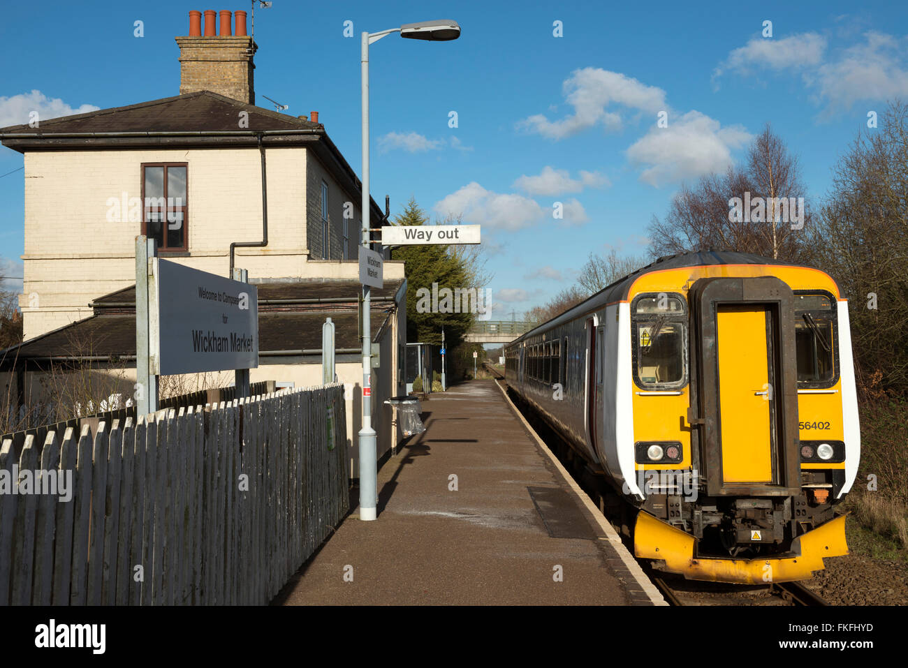Campsea Ashe (Wickham Market) Vom Bahnhof auf der 49 km langen Ipswich nach Lowestoft East Suffolk Strangleitung Stockfoto