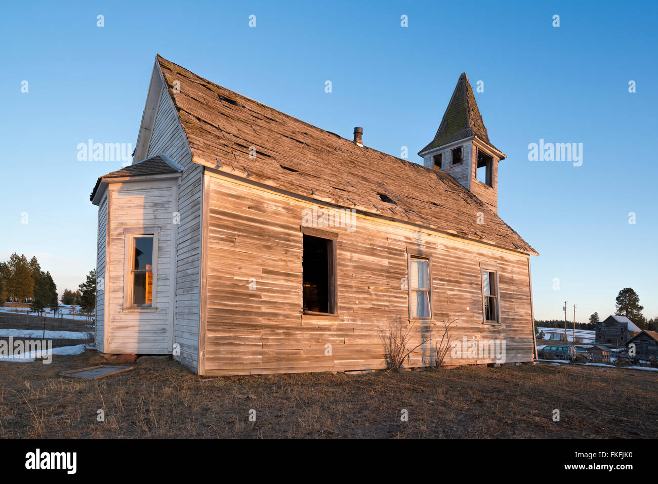 Die Flora Methodist Church, erbaut im Jahre 1896, Flora, Oregon. Stockfoto