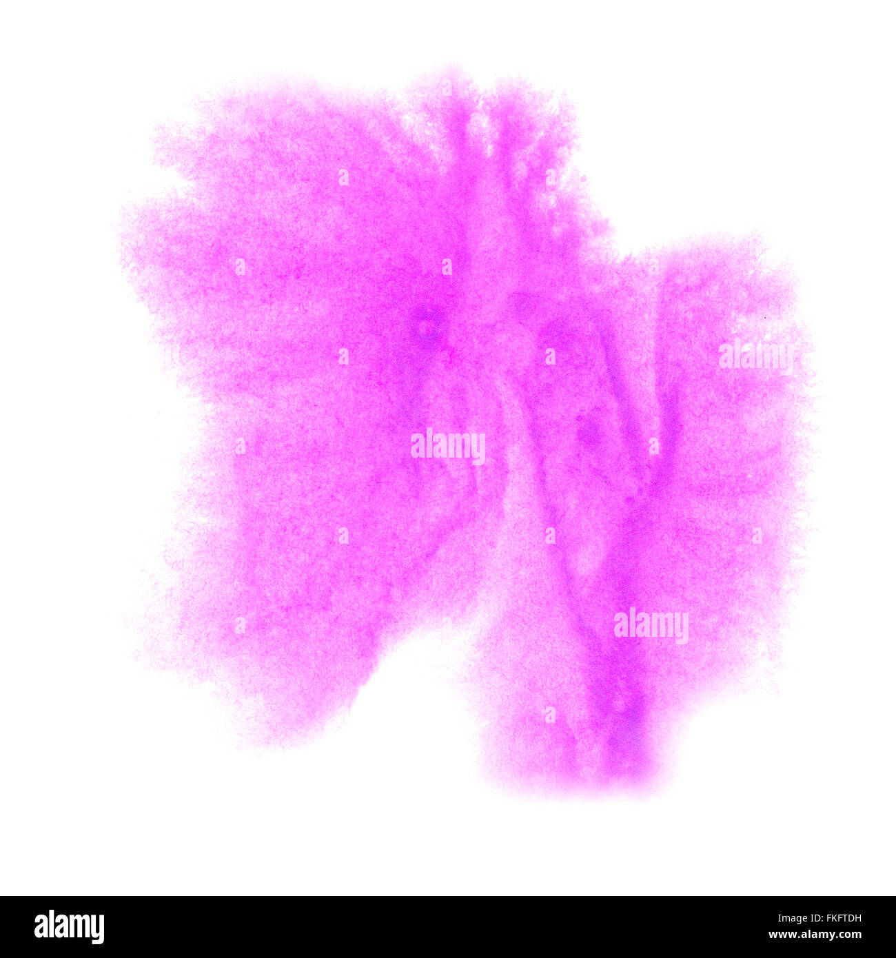 Spritzer Farbe lila Tinte Aquarell isoliert Schlaganfall Splatte zu malen Stockfoto
