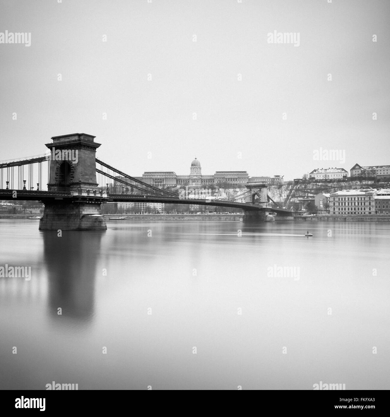 Kettenbrücke und Königspalast, Budapest - Ungarn Stockfoto