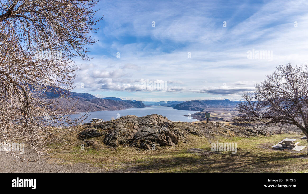 Kamloops Lake ist ein breiten Abschnitt der Thompson River im Inneren von Britisch-Kolumbien, Kanada Stockfoto