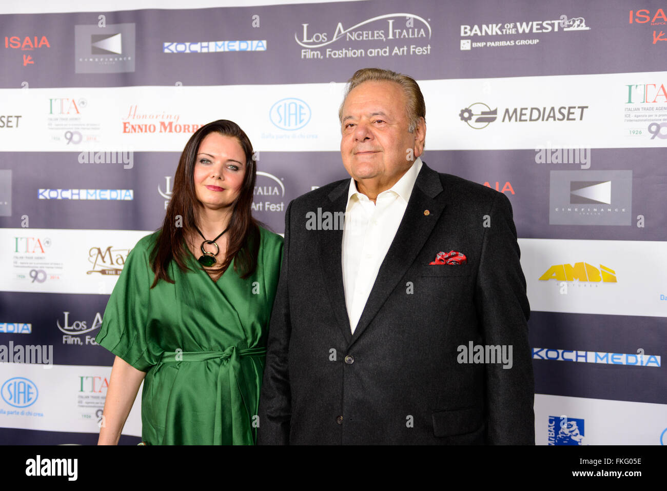 22. Februar 2016: Der Schauspieler Paul Sorvino und seine Frau Dee Dee Benkie auf dem italienischen Filmfestival von Los Angeles. Stockfoto