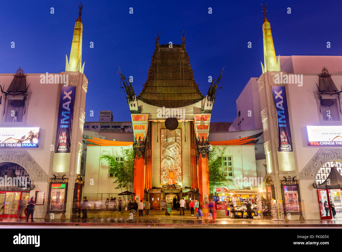 Graumans Chinese Theatre am Hollywood Boulevard in Hollywood, Kalifornien, USA. Stockfoto