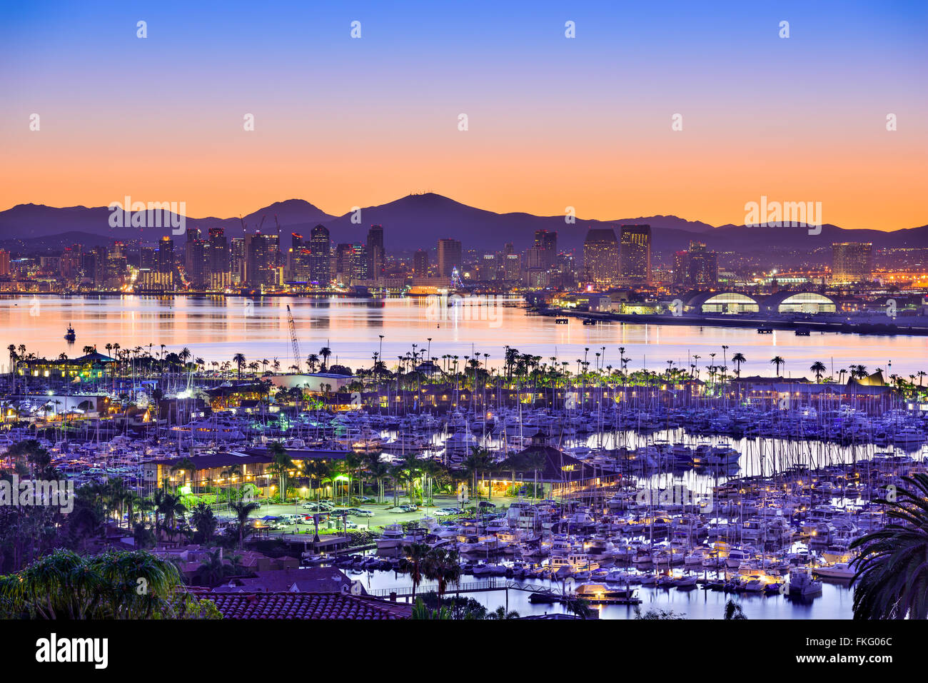 San Diego, Kalifornien, USA Bucht und Skyline. Stockfoto