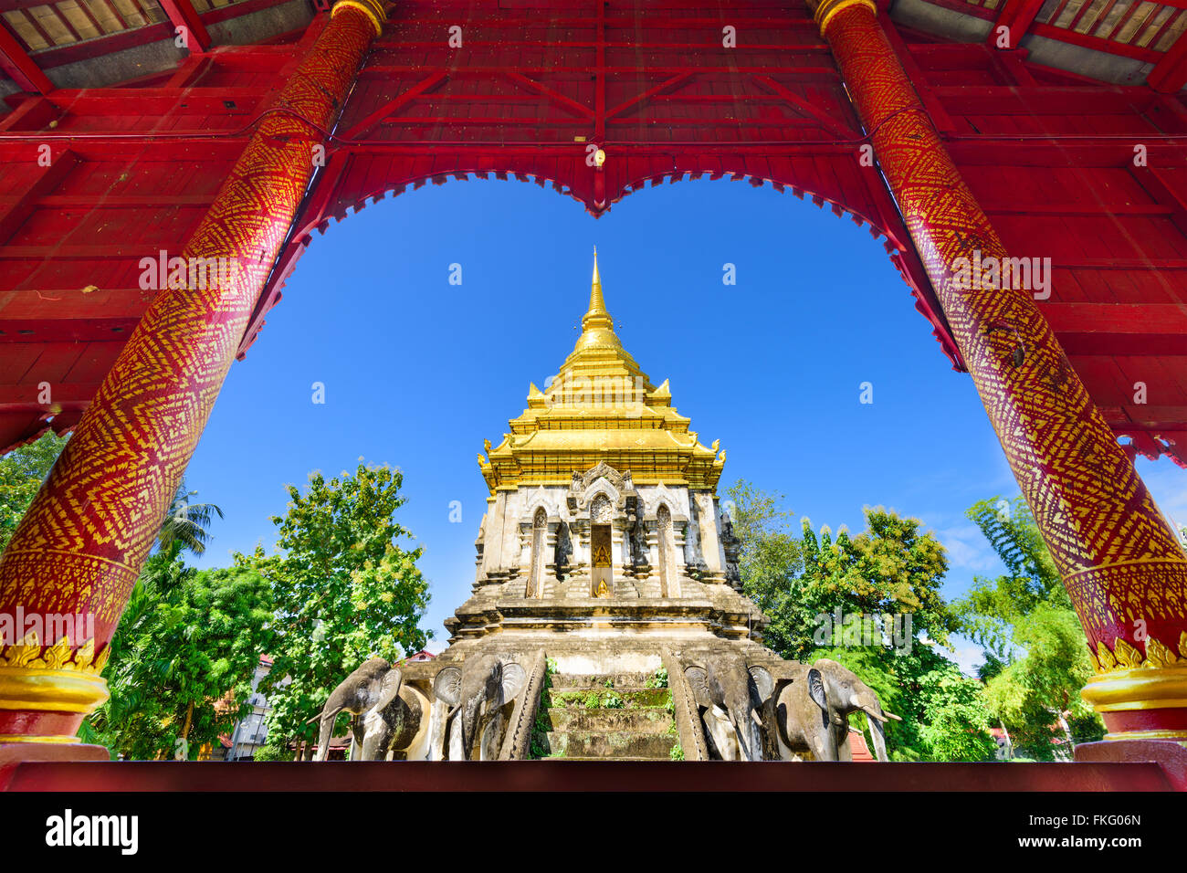 Chiang Mai, Thailand bei Wat Chiang man. Stockfoto