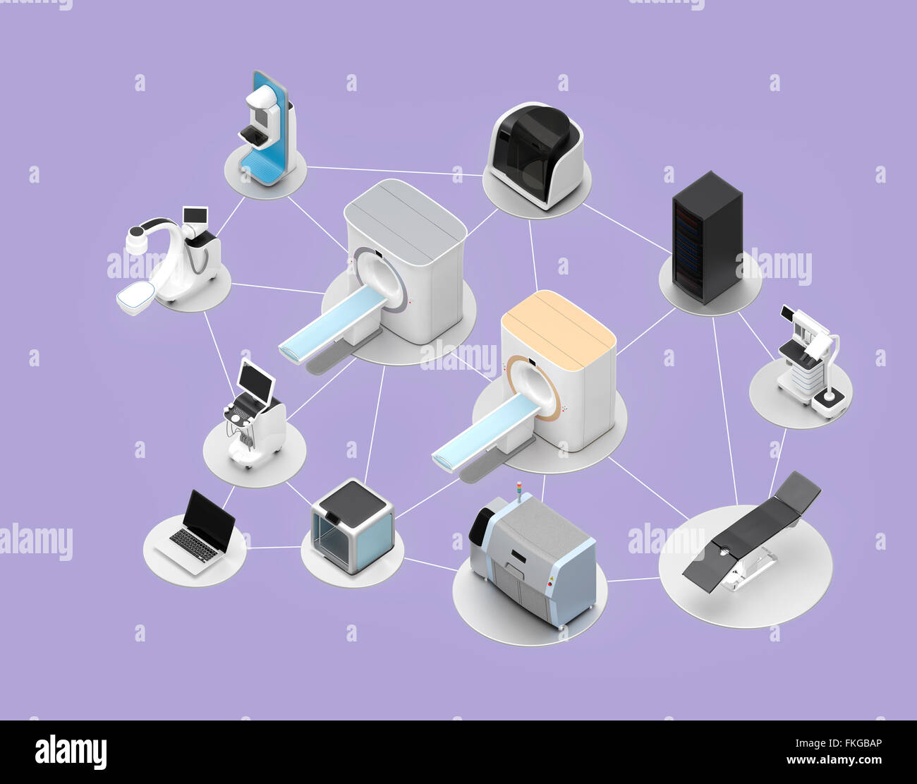 Netzwerk von professionellen medizinischen bildgebenden System-Konzept. Clipping-Pfad zur Verfügung. Stockfoto