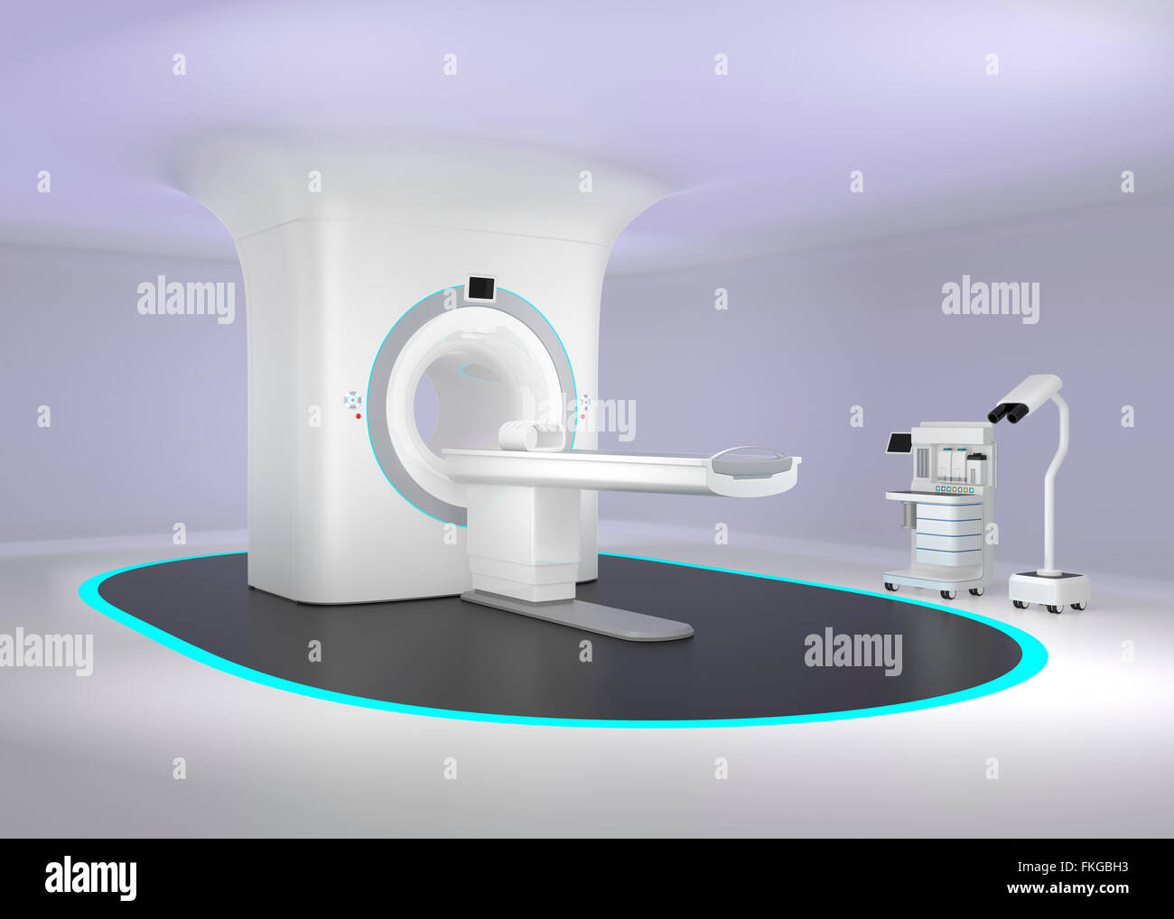 MRI-Zimmer mit nahtlosen Deckendesign, machen Stimmung zur Verringerung der Belastung des Patienten zu entspannen. Original-Design. Stockfoto