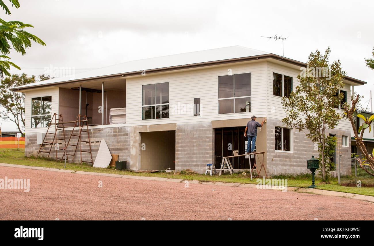 Baumeister, die neue moderne Haus Render zuweisen Stockfoto
