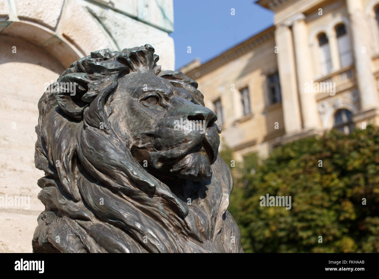 Statue von bronzenen Löwen, allgemeine Klapka, ungarische Revolution und Krieg von Unabhängigkeit Stockfoto