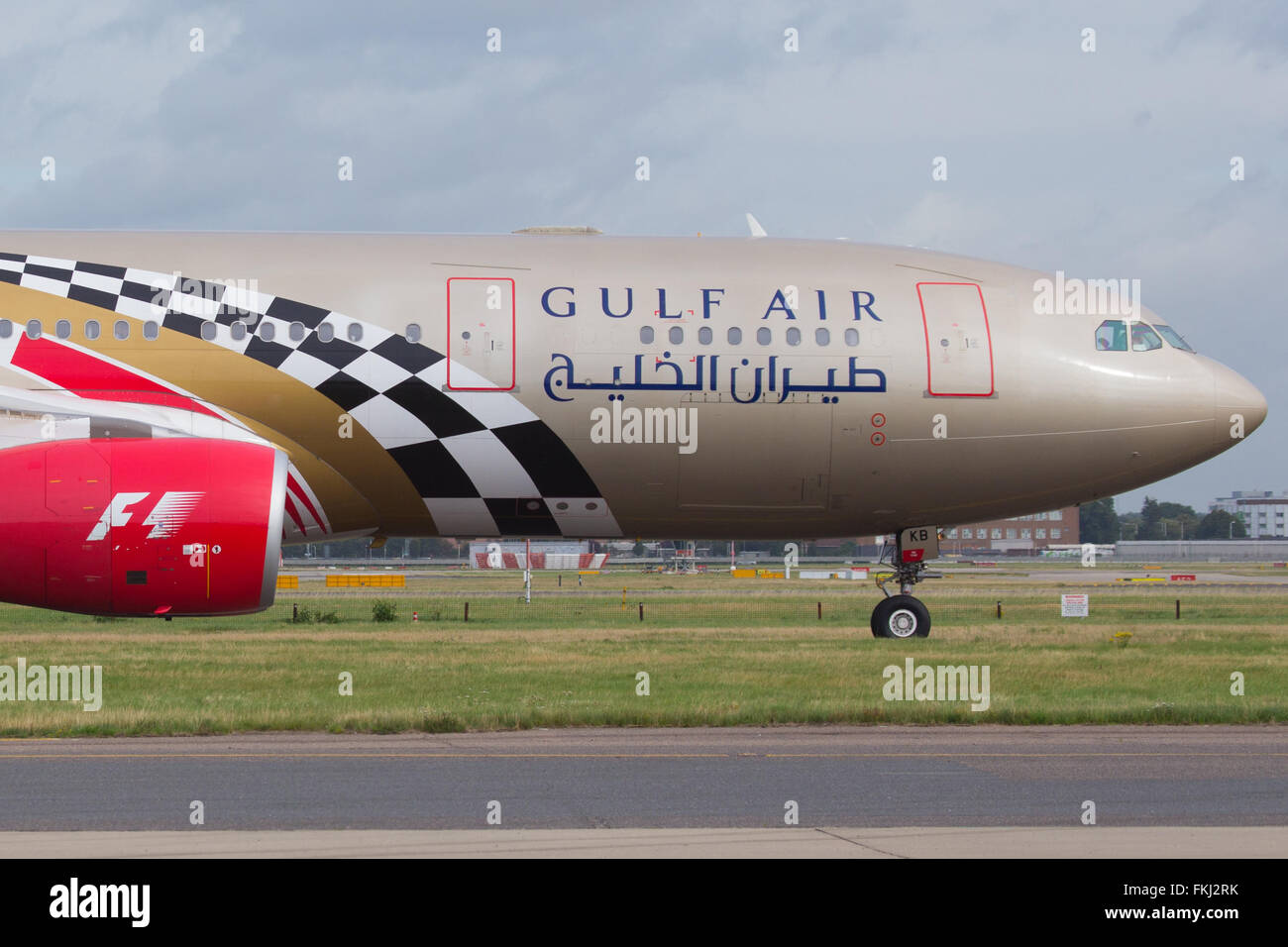 Gulf Air Airbus A330 Bahrain London Heathrow Flugzeug Stockfoto