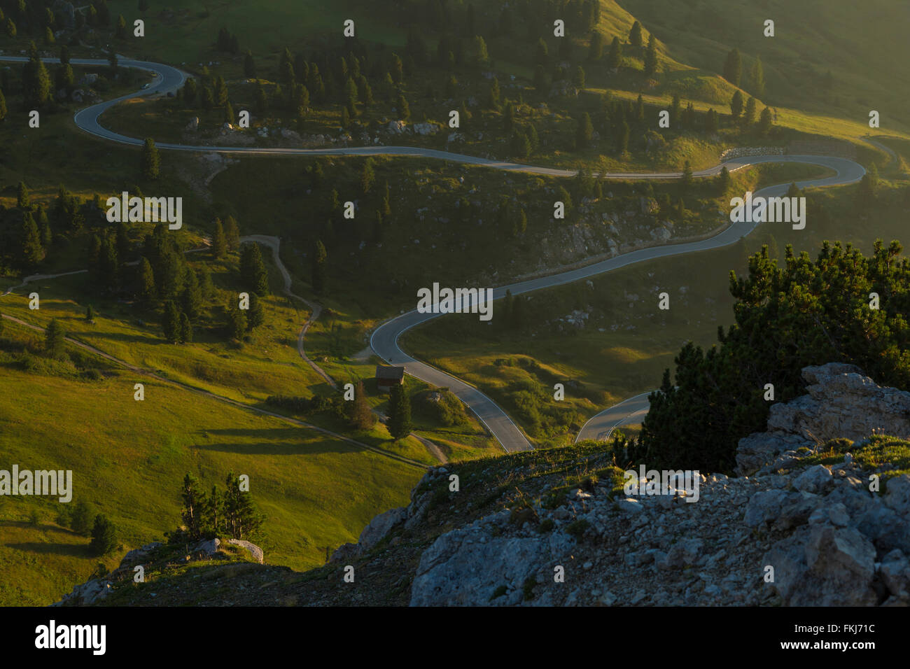 Sonnenaufgang in Sellajoch, Dolomiten Stockfoto