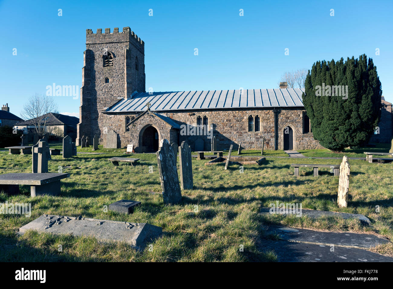 Horton-in-Ribbledale, St. Oswald Kirche, North Yorkshire, Großbritannien Stockfoto