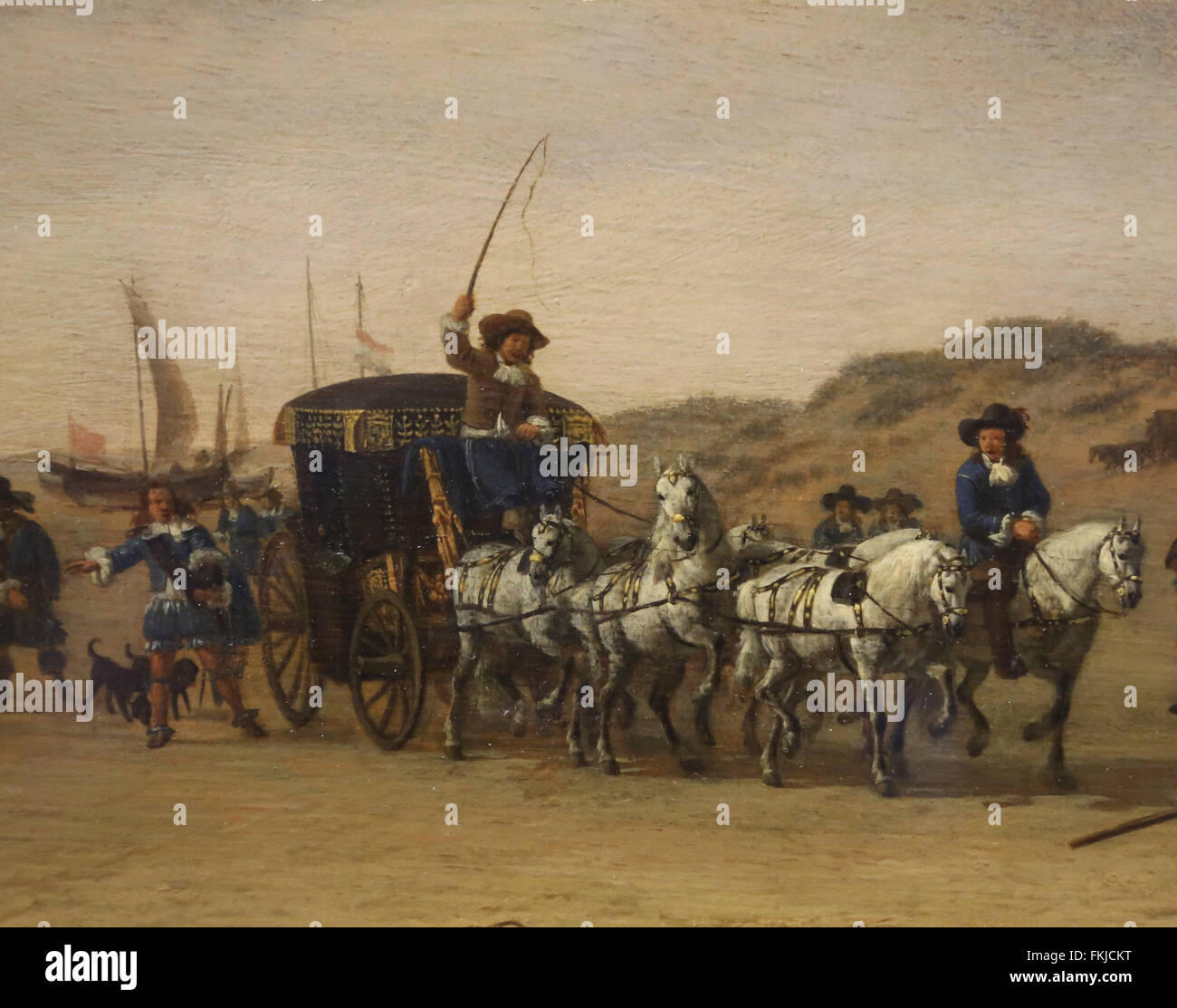 Adriaen van de Velde 1636-1672. Beförderung auf dem Strand von Scheveningen, 1660. Der Wagen könnte sein, dass der Prinz William II Stockfoto