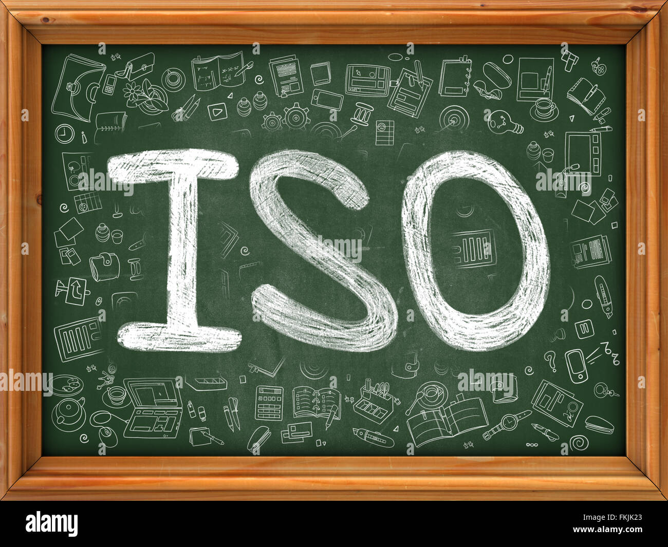 Grünen Tafel mit Hand gezeichnet ISO. Stockfoto