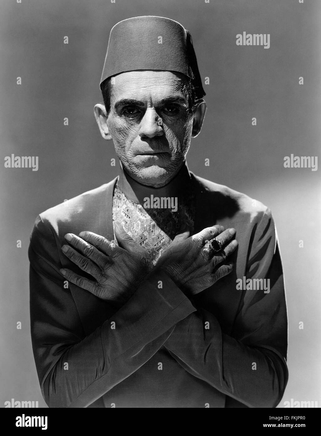 Porträt von Karloff Boris in Mumie der Stockfoto